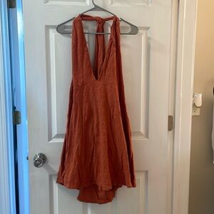 Free people orange halter top tie dress